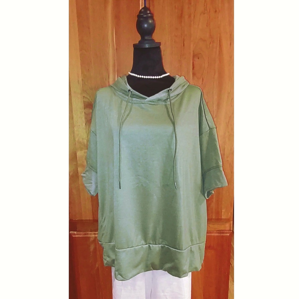 Nine West Active Hoodie Top Soft Breathable Comfort Quick Dri Zipper Pocket - 1X